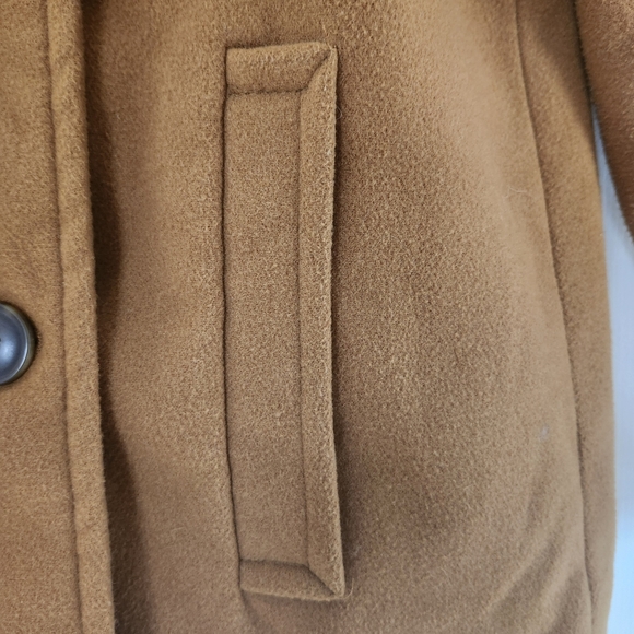 Forever 21 Tan Faux Fur Collar Brown Peacoat L Double Breasted Y2K Fall Winter - Picture 7 of 15
